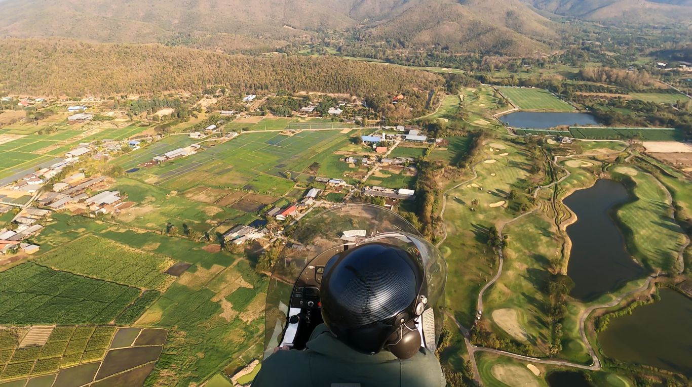 Gyrocopter in flight