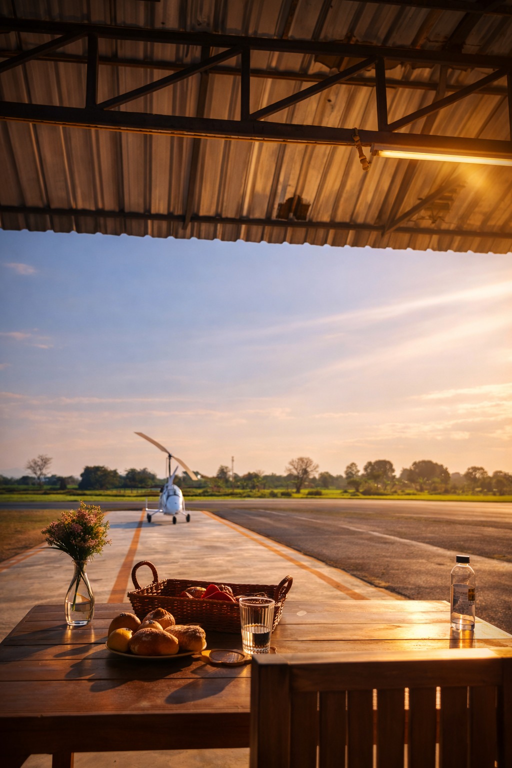 Hangar lounge looking out to the runway